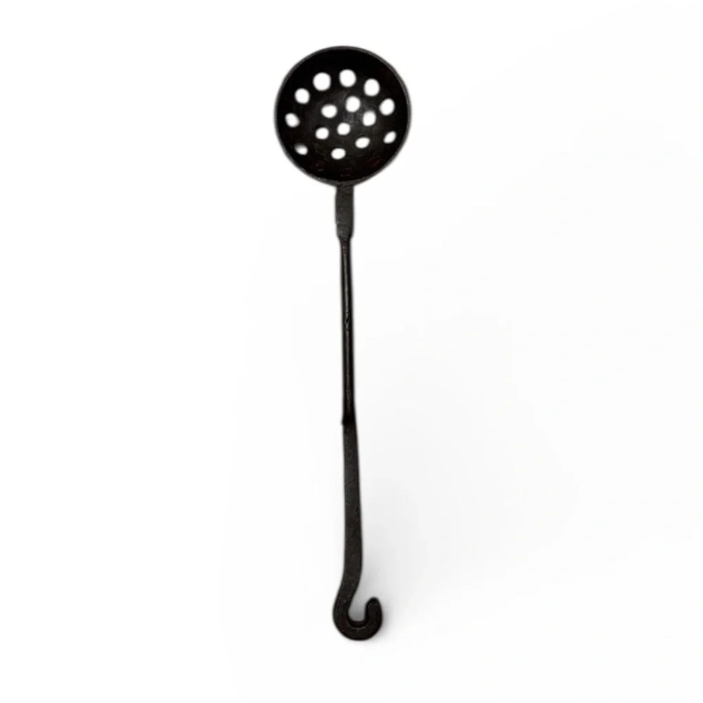 Vintage Cast Iron Skimmer Ladle Slotted Spoon Rustic Farmhouse Cottagecore